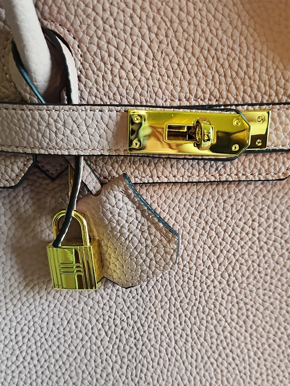 Women’s Pink Leather Tote Wirkin Handbag with Gold Hardware And Ornament - Picture 3 of 15